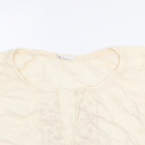 BHS Womens Beige 100% Cotton Basic Blouse Size 20 V-Neck