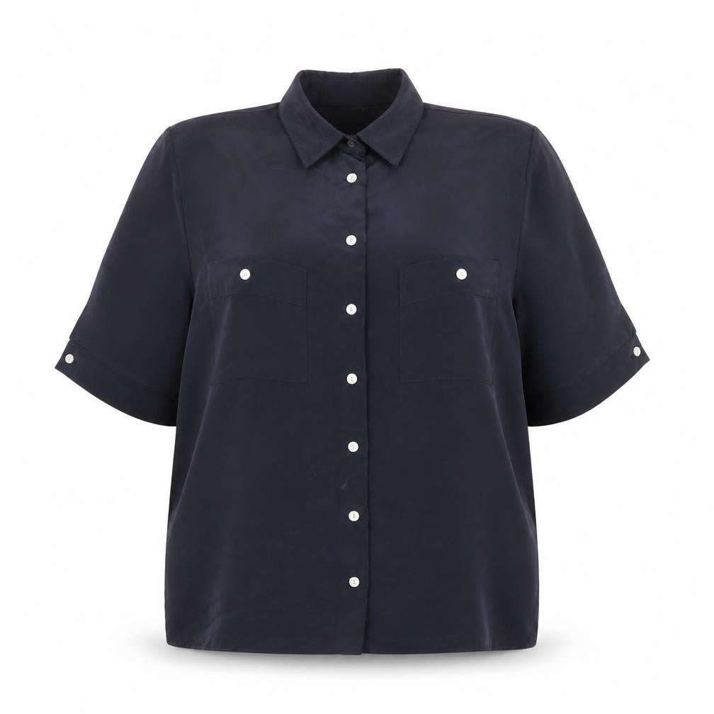 Planet Womens Blue Polyester Basic Button-Up Size 14 Collared