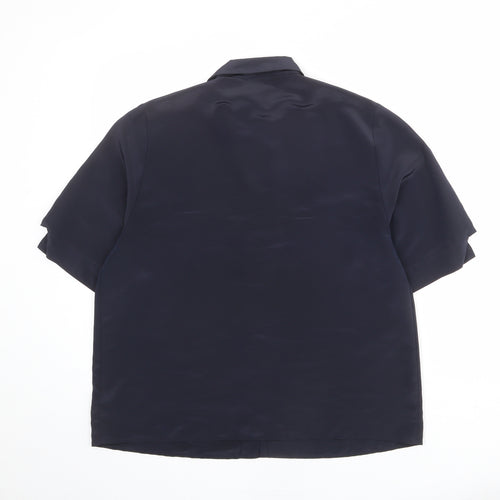 Planet Womens Blue Polyester Basic Button-Up Size 14 Collared