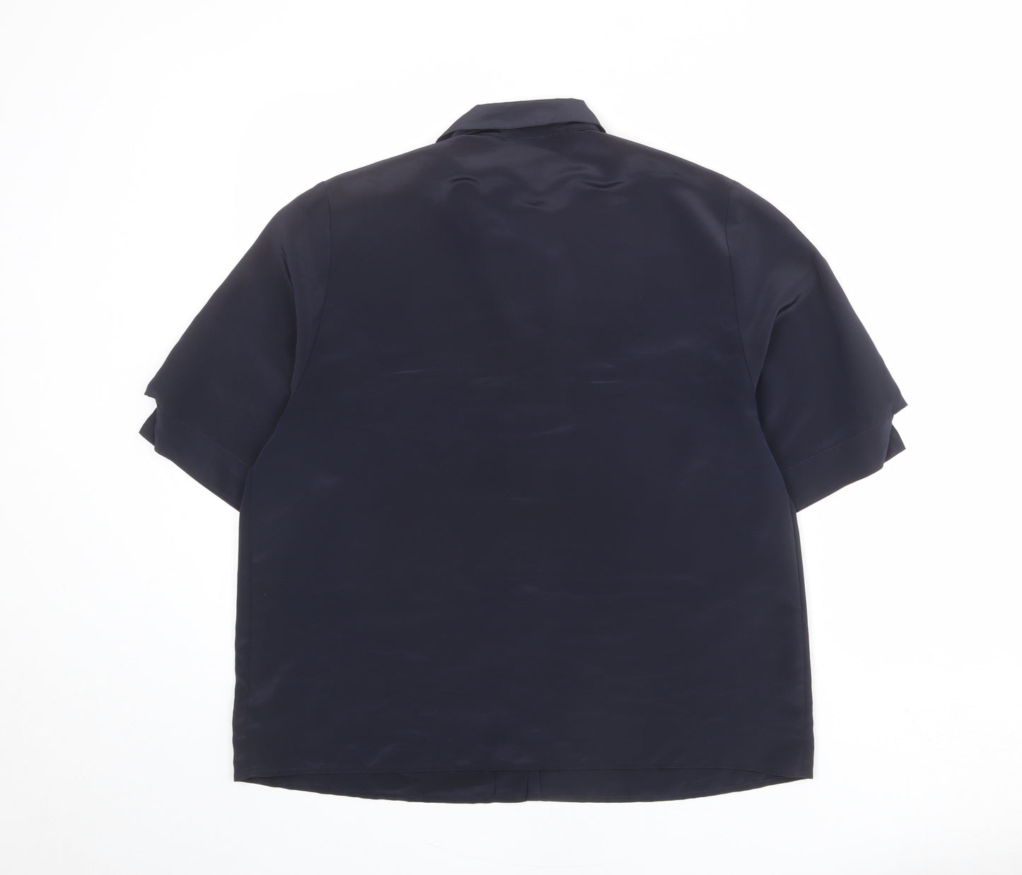 Planet Womens Blue Polyester Basic Button-Up Size 14 Collared