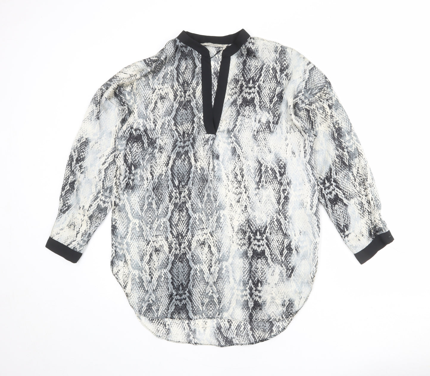 Zara Womens Multicoloured Animal Print Polyester Basic Blouse Size S V-Neck - Snake Print