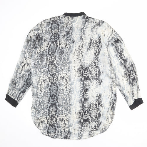 Zara Womens Multicoloured Animal Print Polyester Basic Blouse Size S V-Neck - Snake Print