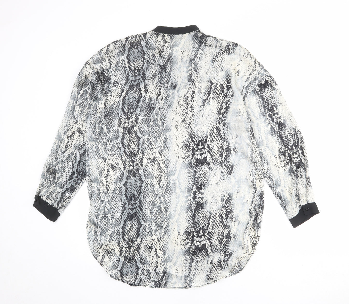 Zara Womens Multicoloured Animal Print Polyester Basic Blouse Size S V-Neck - Snake Print
