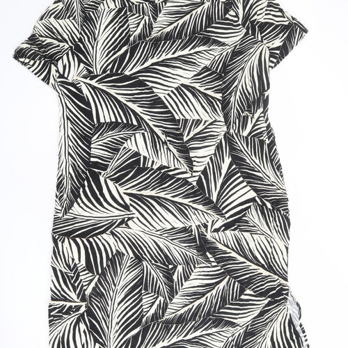 Wallis Womens Black Geometric Viscose Shirt Dress Size 20 Collared Button