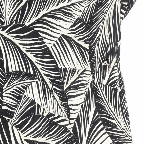 Wallis Womens Black Geometric Viscose Shirt Dress Size 20 Collared Button