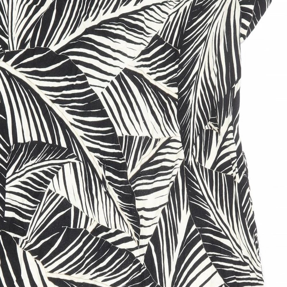 Wallis Womens Black Geometric Viscose Shirt Dress Size 20 Collared Button