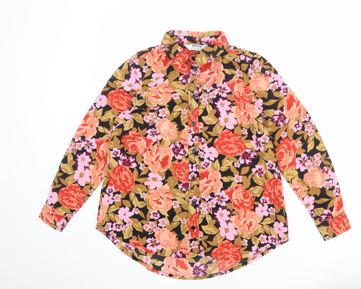 Dorothy Perkins Womens Multicoloured Floral Polyester Basic Button-Up Size 6 Collared