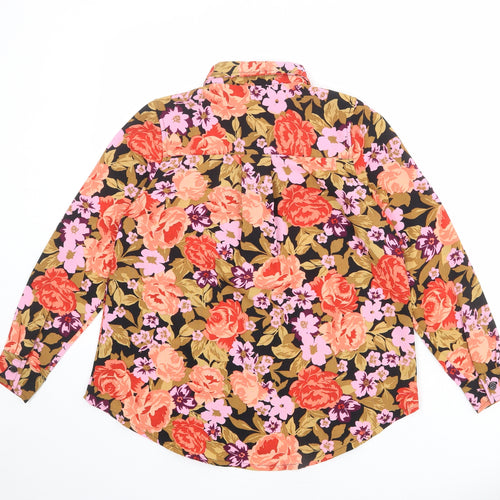 Dorothy Perkins Womens Multicoloured Floral Polyester Basic Button-Up Size 6 Collared