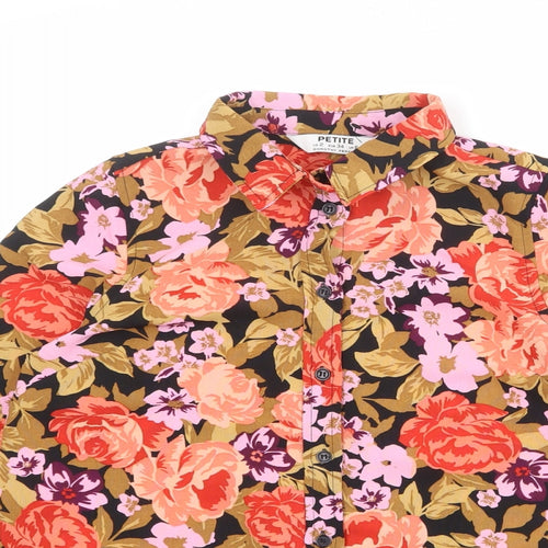 Dorothy Perkins Womens Multicoloured Floral Polyester Basic Button-Up Size 6 Collared