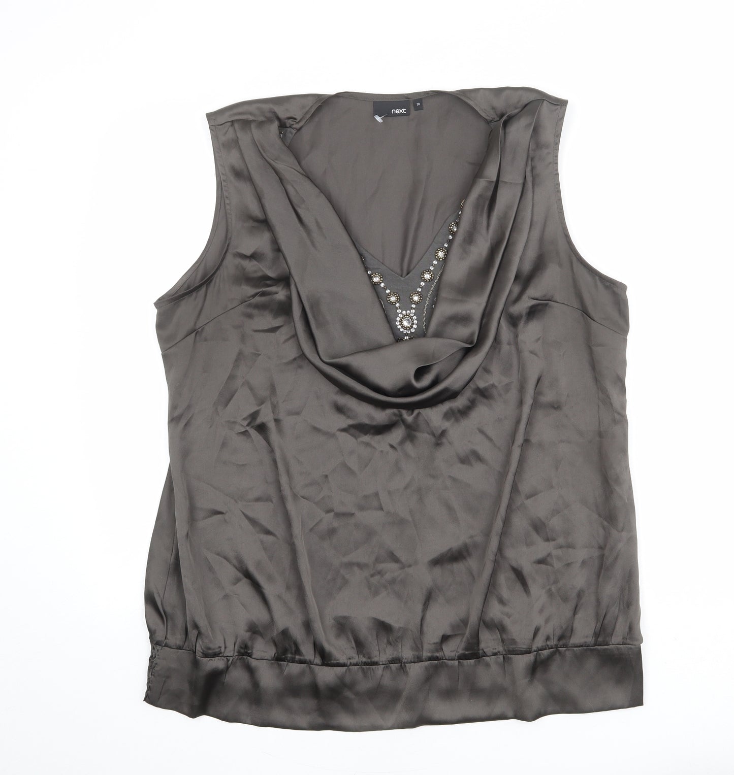 NEXT Womens Grey Polyester Basic Blouse Size 20 Scoop Neck