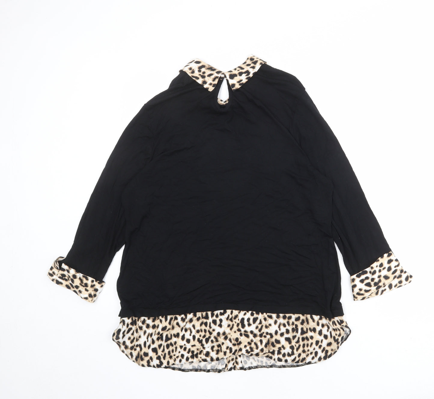 M&Co Womens Black Viscose Basic Blouse Size 14 Collared