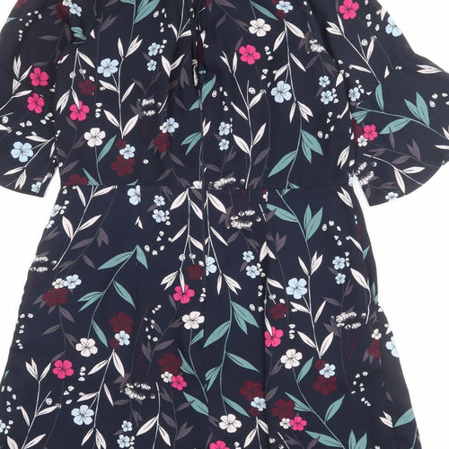 NEXT Womens Blue Floral Polyester Playsuit One-Piece Size 12 L3 in Zip