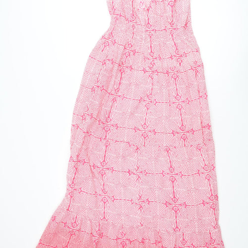 Roberta Roller Rabbit Womens Pink Geometric Polyester Maxi Size S V-Neck Tie
