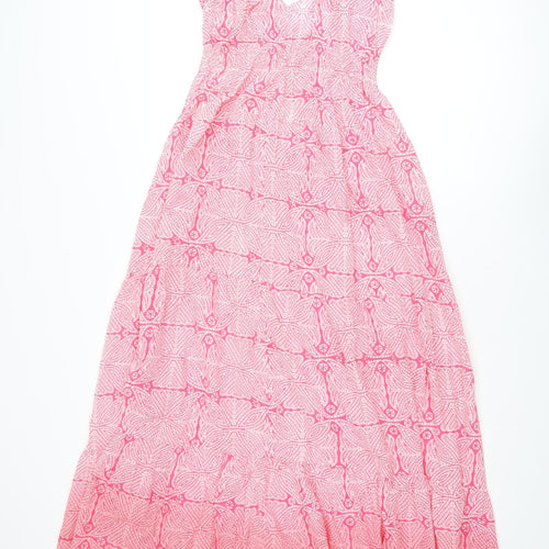 Roberta Roller Rabbit Womens Pink Geometric Polyester Maxi Size S V-Neck Tie