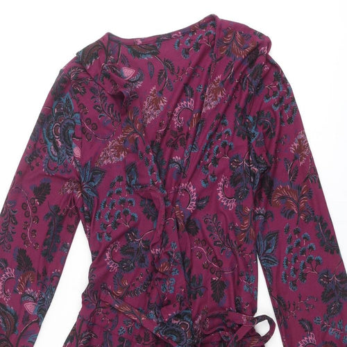 NEXT Womens Purple Paisley Viscose Wrap Dress Size 12 V-Neck Tie