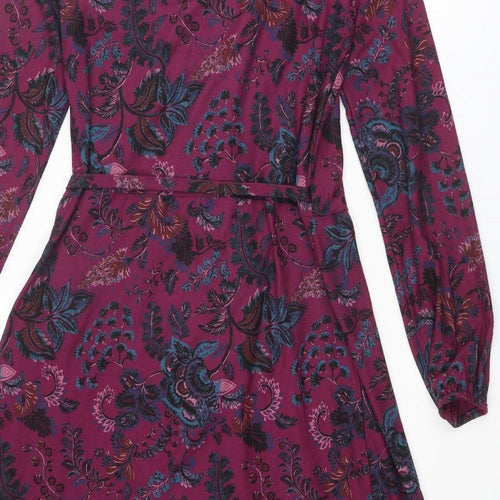 NEXT Womens Purple Paisley Viscose Wrap Dress Size 12 V-Neck Tie
