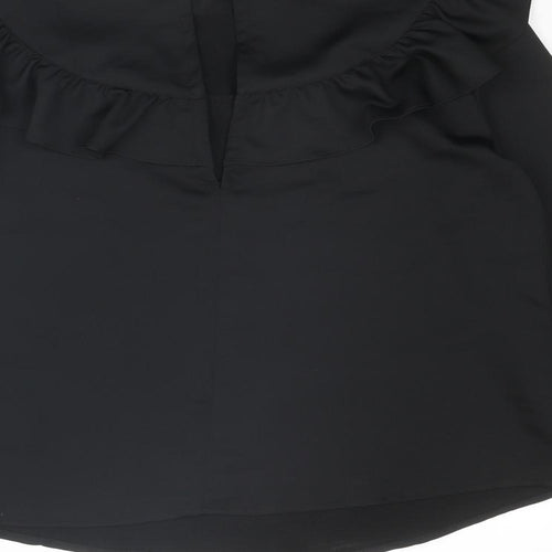 Topshop Womens Black Polyester Basic Blouse Size 10 Round Neck