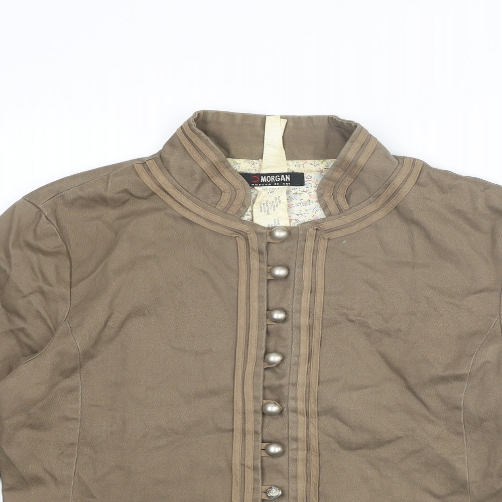 Morgan de Toi Womens Brown Military Jacket Jacket Size 12 Button