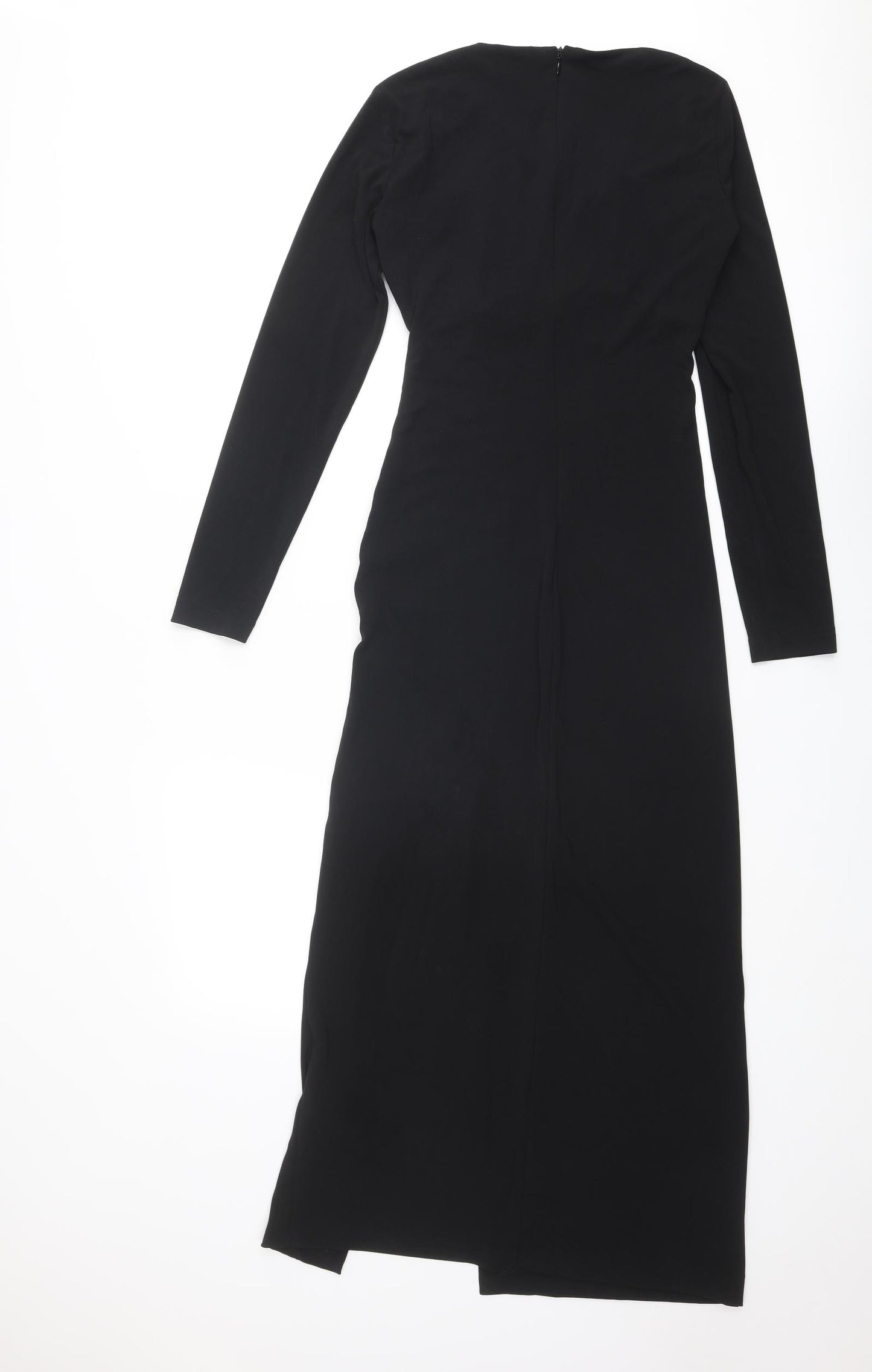 Zara Womens Black Polyester Maxi Size S V-Neck Zip