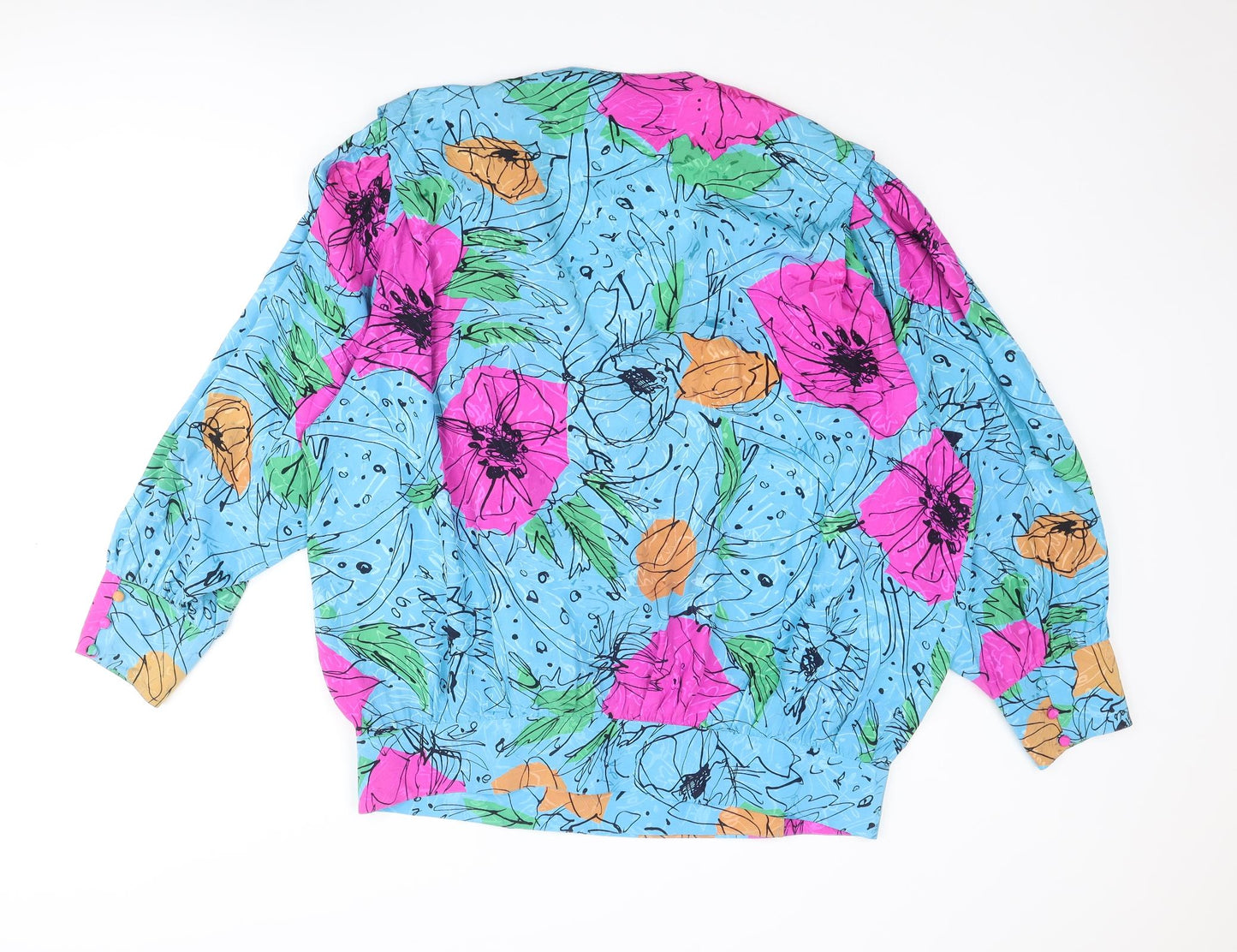 Parigi Womens Multicoloured Floral Silk Basic Blouse Size 16 V-Neck - Wrap Front Detail