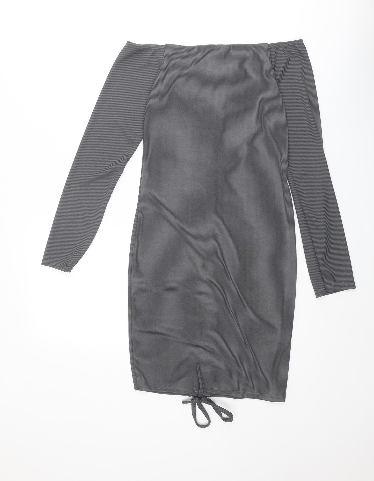 PRETTYLITTLETHING Womens Grey Polyester Mini Size 12 Sweetheart Pullover - Ribbed