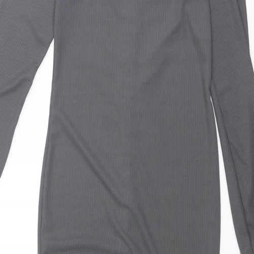 PRETTYLITTLETHING Womens Grey Polyester Mini Size 12 Sweetheart Pullover - Ribbed