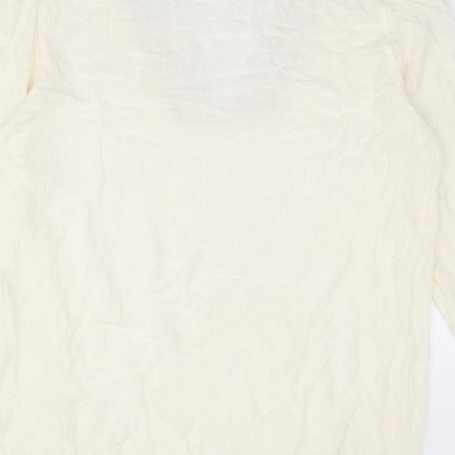 H&M Womens Ivory Polyester Tunic Blouse Size 10 V-Neck - Crocheted Lace Detail