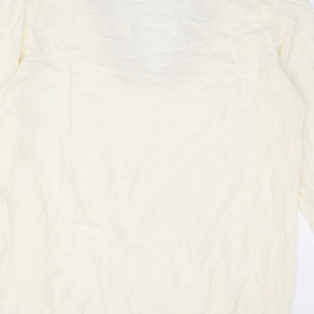 H&M Womens Ivory Polyester Tunic Blouse Size 10 V-Neck - Crocheted Lace Detail