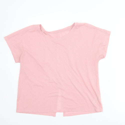 Marks and Spencer Womens Pink Polyester Basic T-Shirt Size 10 Boat Neck