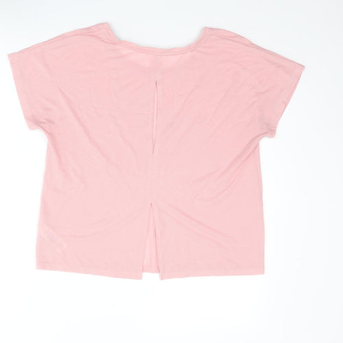 Marks and Spencer Womens Pink Polyester Basic T-Shirt Size 10 Boat Neck