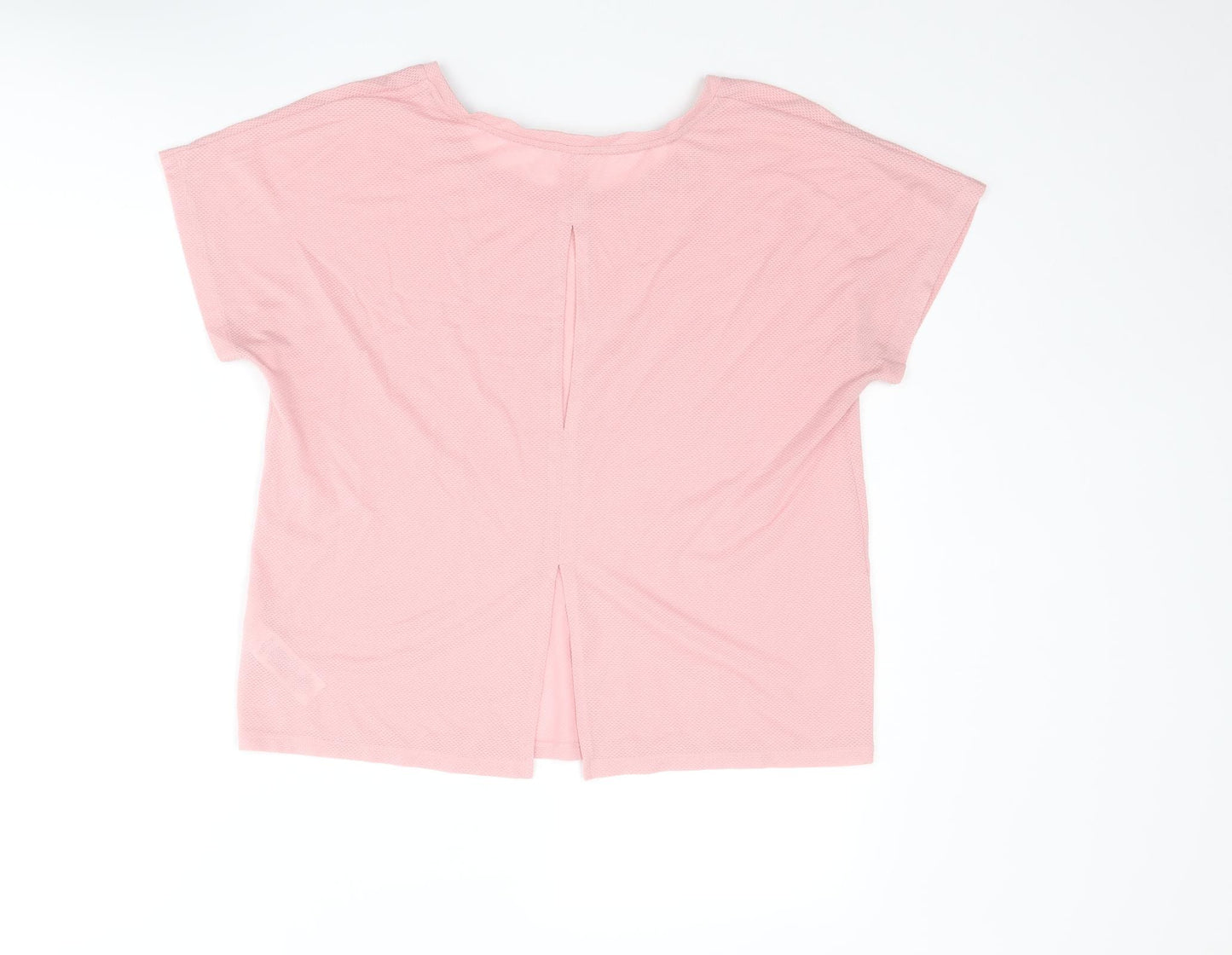 Marks and Spencer Womens Pink Polyester Basic T-Shirt Size 10 Boat Neck