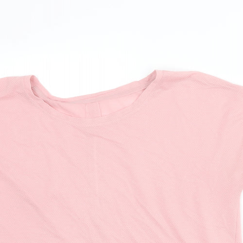 Marks and Spencer Womens Pink Polyester Basic T-Shirt Size 10 Boat Neck
