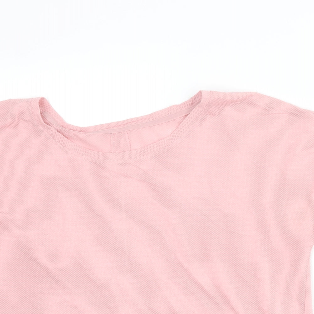Marks and Spencer Womens Pink Polyester Basic T-Shirt Size 10 Boat Neck