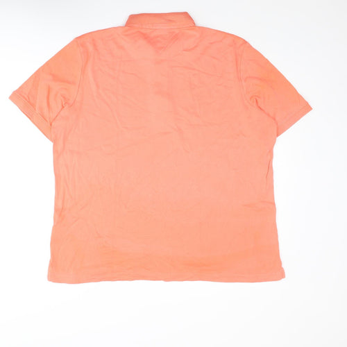 Lands' End Mens Orange Cotton Polo Size L Collared Button