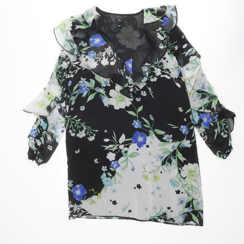 River Island Womens Multicoloured Floral Polyester Shift Size 12 V-Neck Pullover