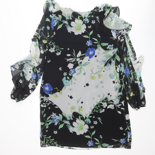 River Island Womens Multicoloured Floral Polyester Shift Size 12 V-Neck Pullover