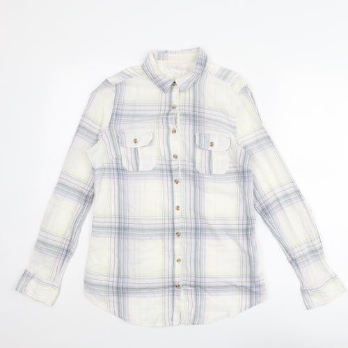 Indigo Womens Multicoloured Plaid Cotton Basic Button-Up Size 10 Collared
