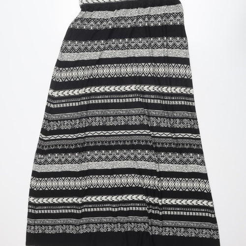 Monsoon Womens Black Geometric Viscose Peasant Skirt Size L