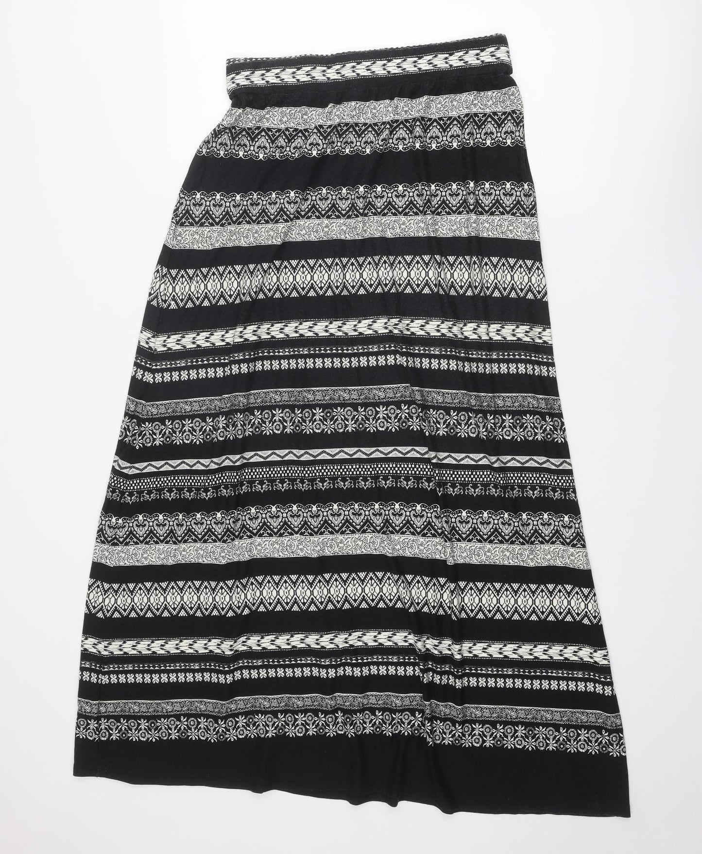 Monsoon Womens Black Geometric Viscose Peasant Skirt Size L