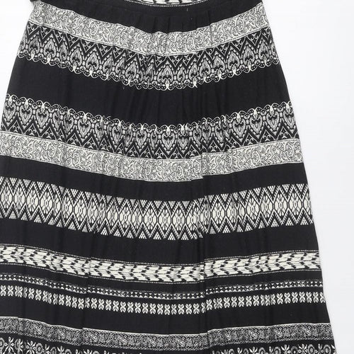Monsoon Womens Black Geometric Viscose Peasant Skirt Size L