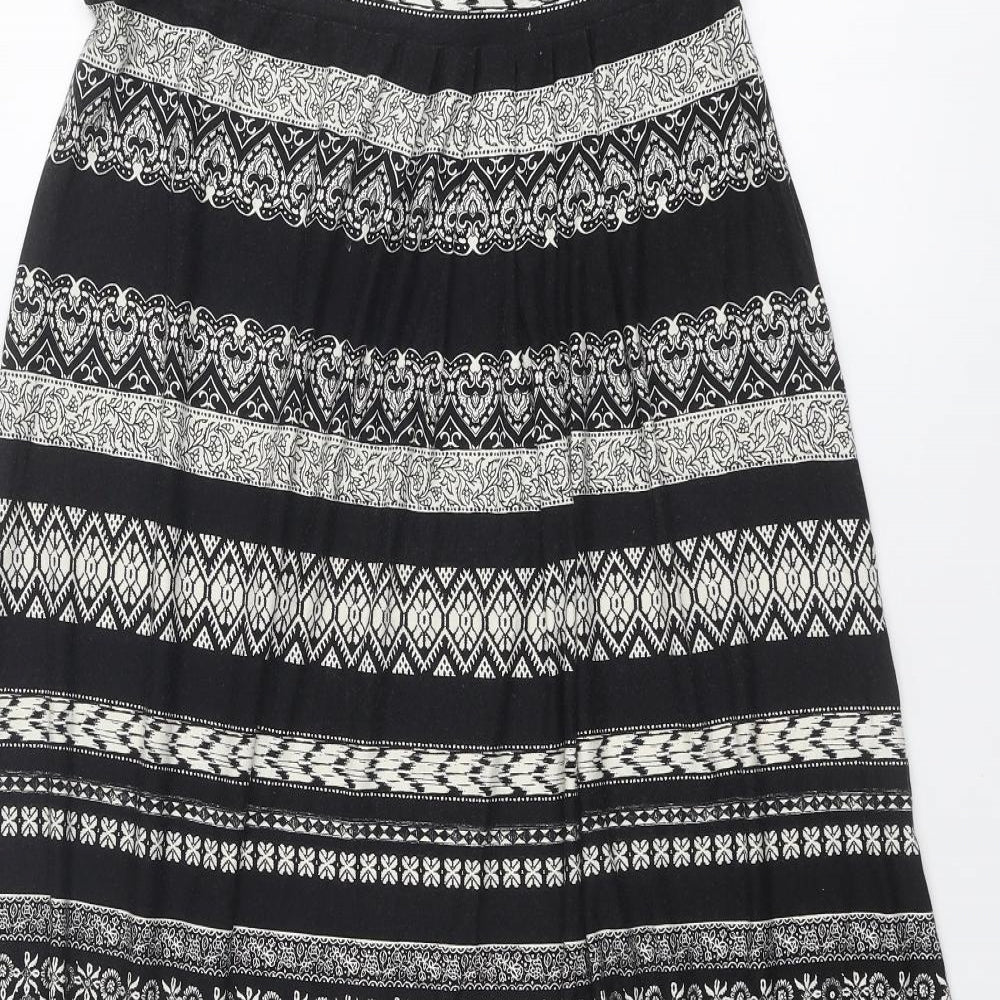Monsoon Womens Black Geometric Viscose Peasant Skirt Size L