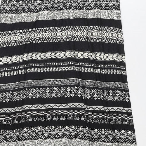 Monsoon Womens Black Geometric Viscose Peasant Skirt Size L