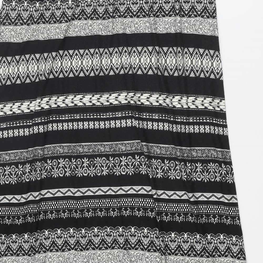 Monsoon Womens Black Geometric Viscose Peasant Skirt Size L