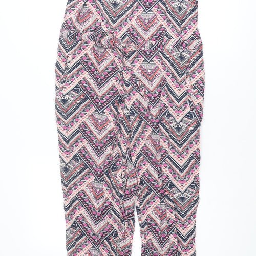 Monsoon Womens Multicoloured Geometric Viscose Jumpsuit One-Piece Size 12 L28 in Button