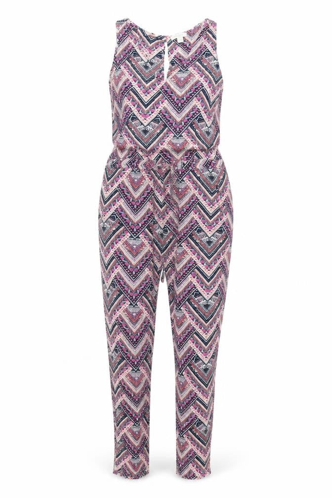 Monsoon Womens Multicoloured Geometric Viscose Jumpsuit One-Piece Size 12 L28 in Button