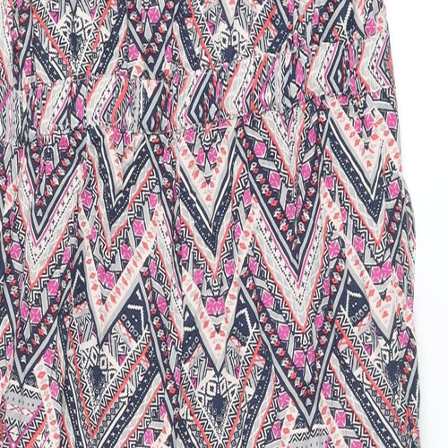 Monsoon Womens Multicoloured Geometric Viscose Jumpsuit One-Piece Size 12 L28 in Button