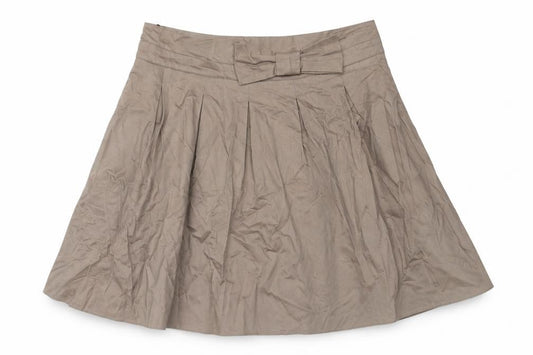 Front view of Dorothy Perkins women’s brown cotton tulip skirt, size UK 14, zip