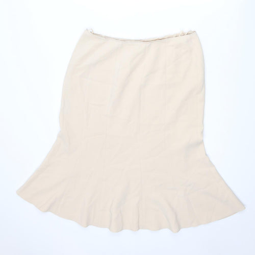 Basler Womens Beige Acetate Swing Skirt Size 16 Zip