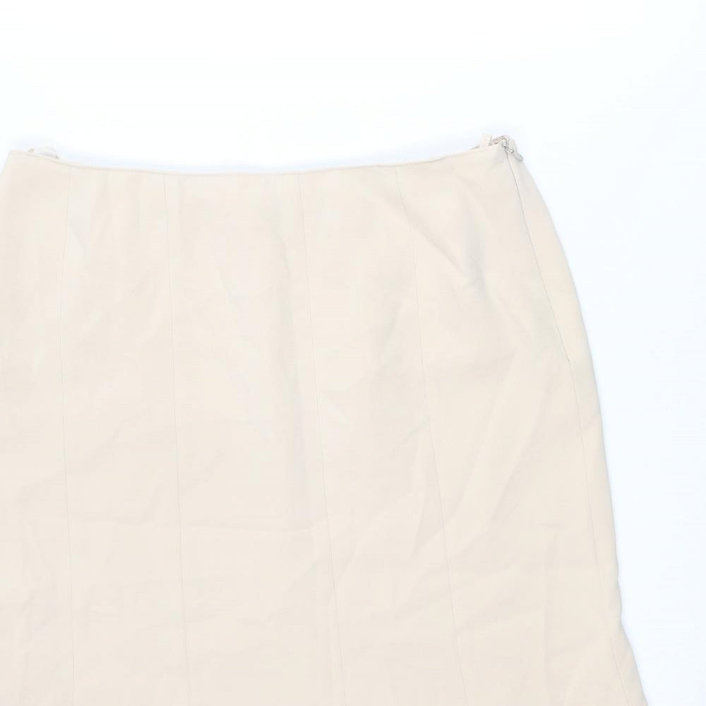 Basler Womens Beige Acetate Swing Skirt Size 16 Zip