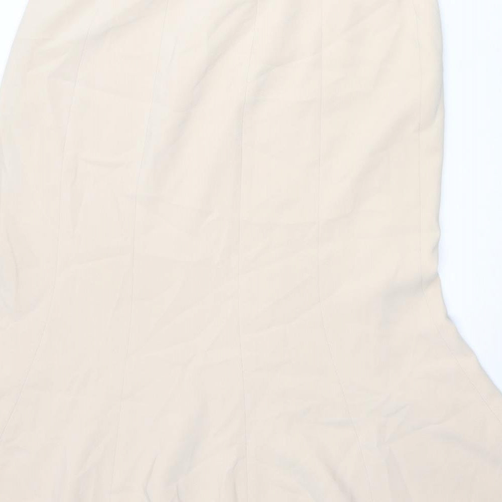 Basler Womens Beige Acetate Swing Skirt Size 16 Zip